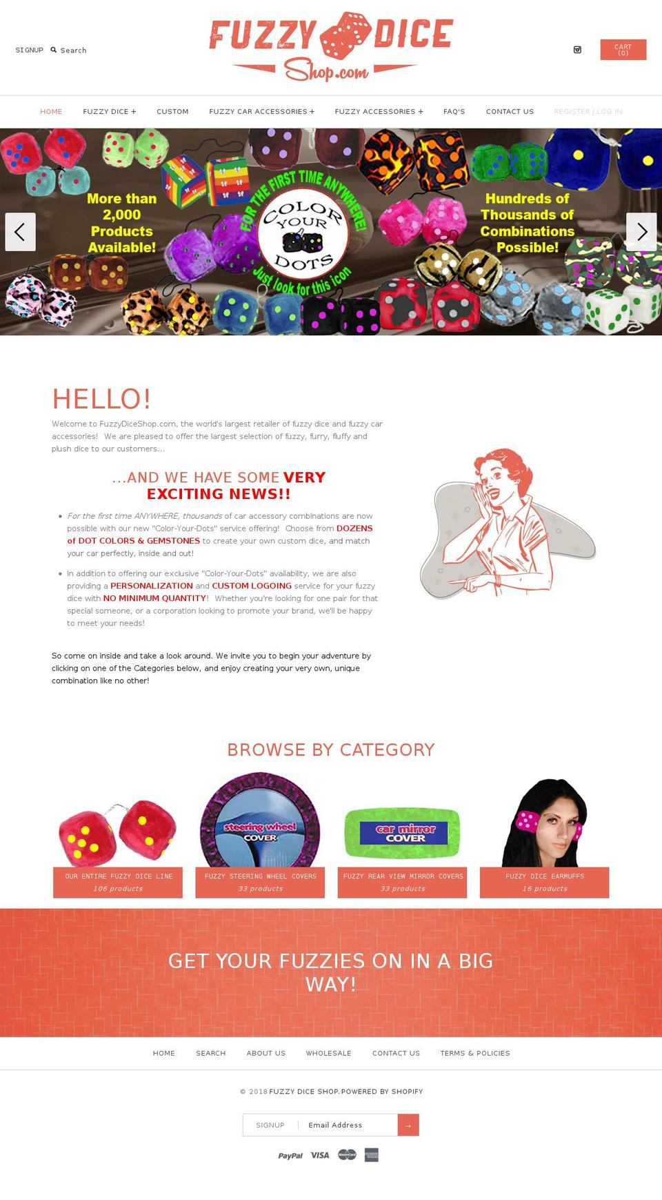 fuzzydiceshop.com shopify website screenshot