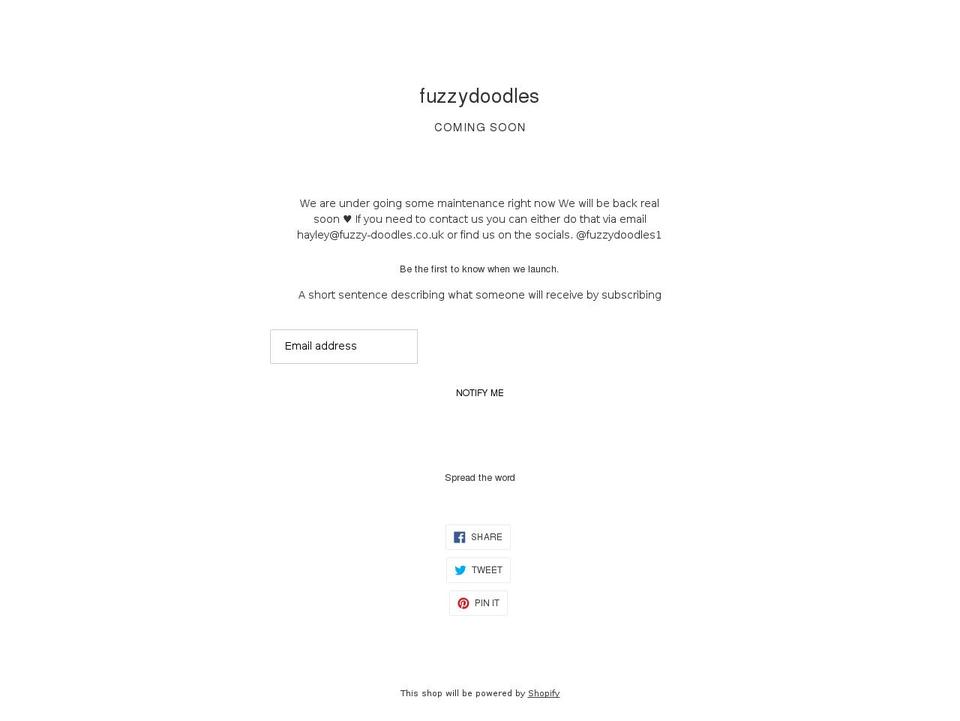 fuzzydoodles.co.uk shopify website screenshot