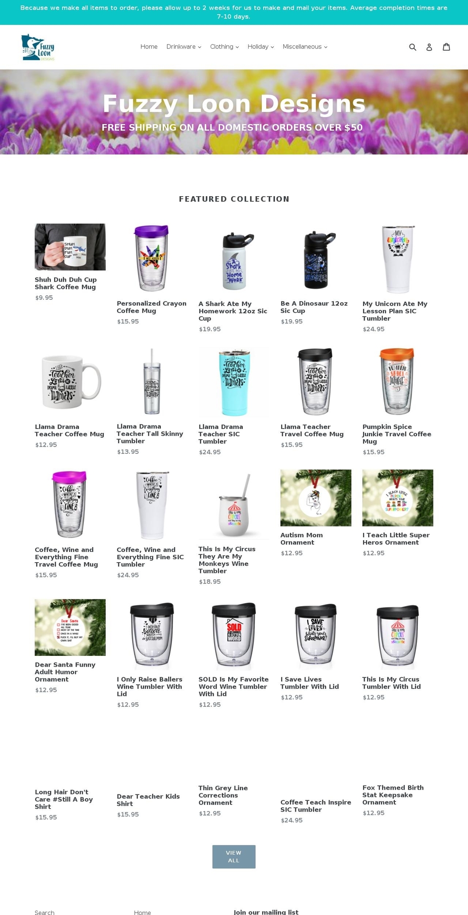 fuzzyloondesigns.com — Shopify storefront screenshot
