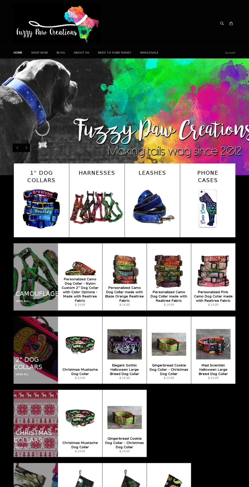 fuzzypawcreations.com shopify website screenshot