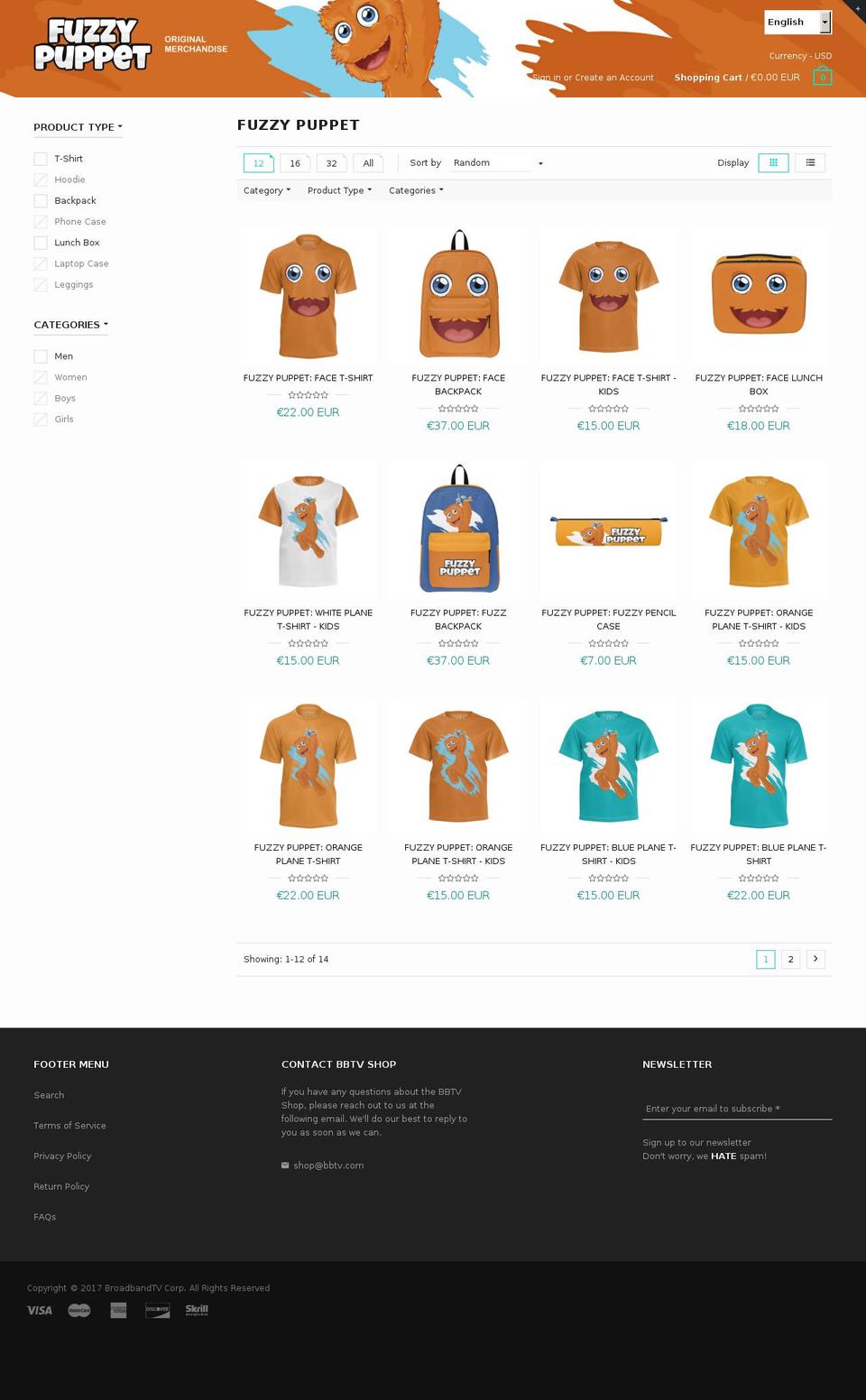 fuzzypuppet.com shopify website screenshot