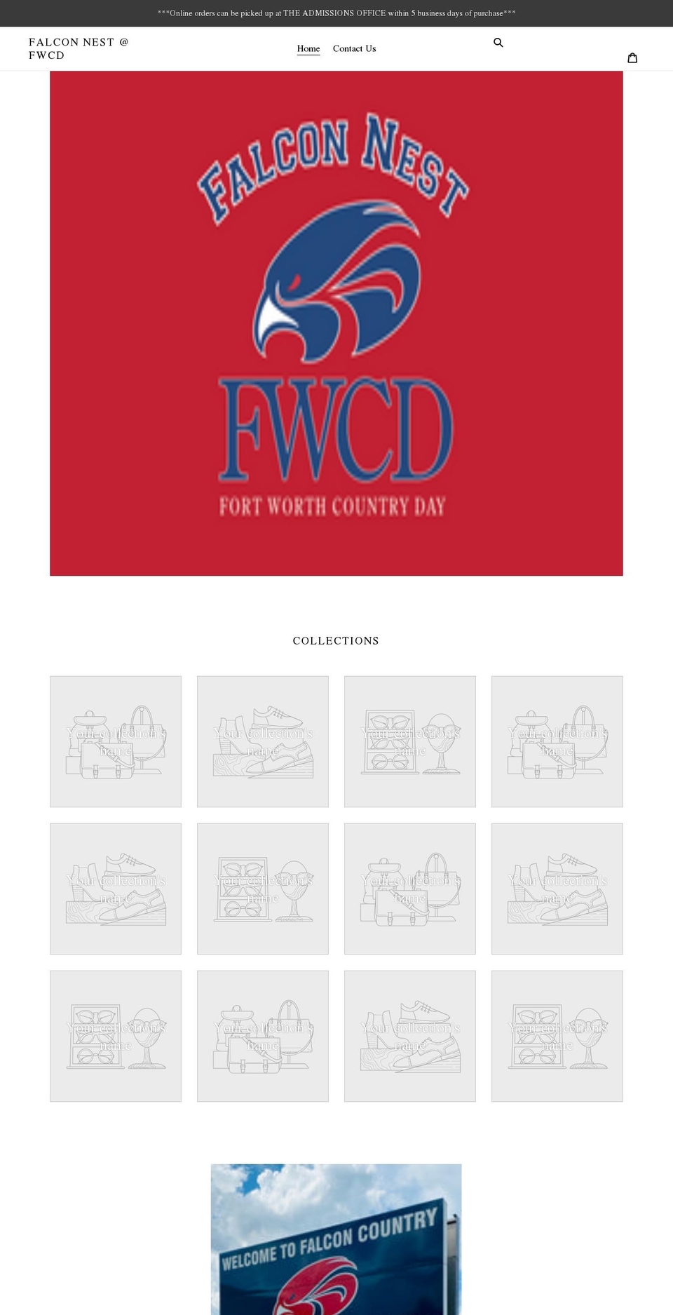 fwcd-falcon-club-nest.myshopify.com shopify website screenshot