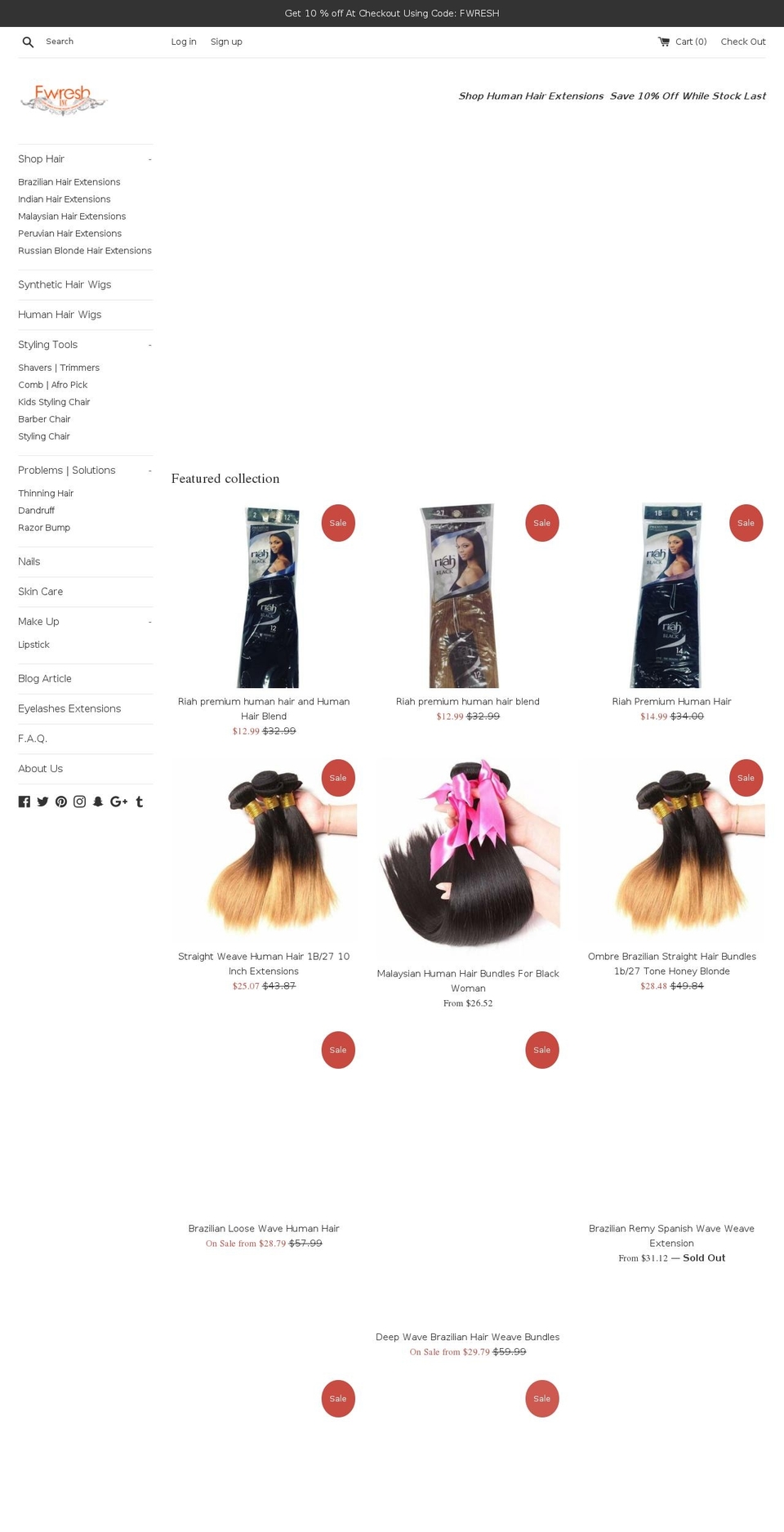 fwreshinc.com shopify website screenshot