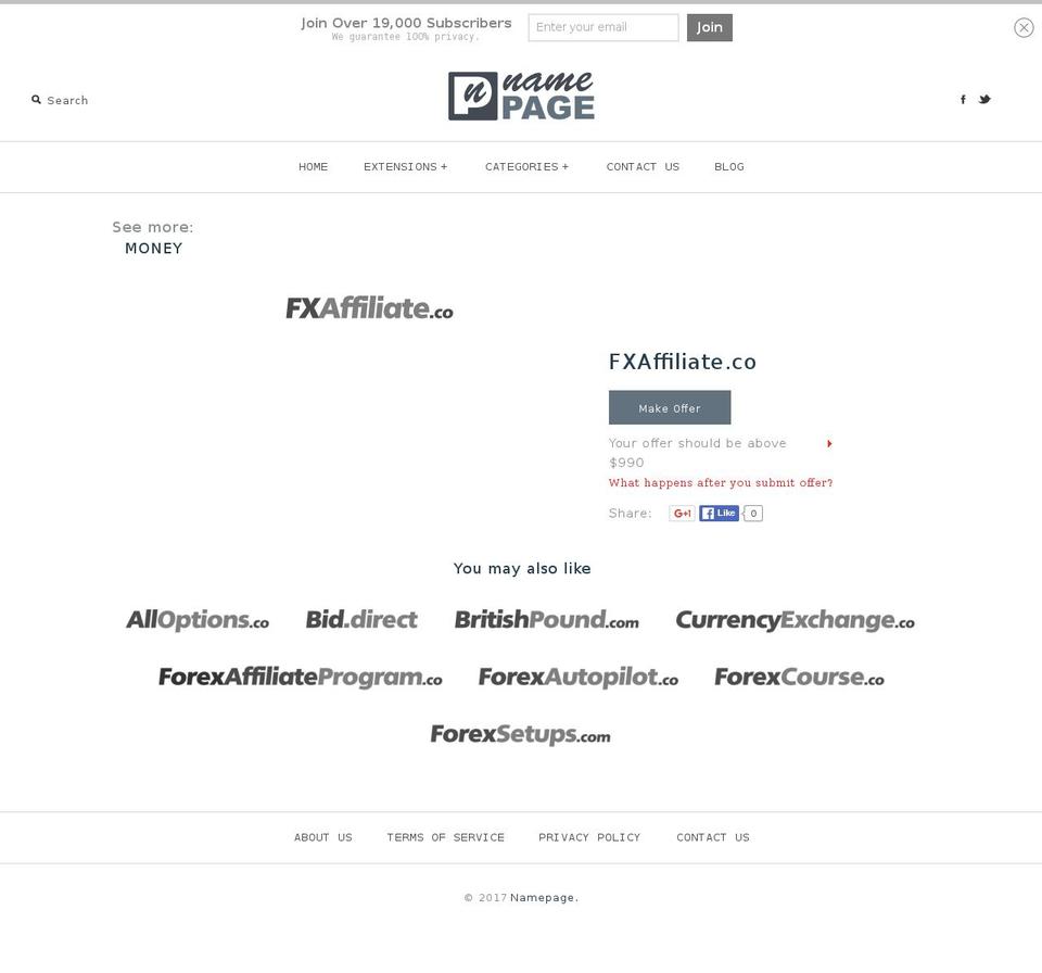 fxaffiliate.co shopify website screenshot