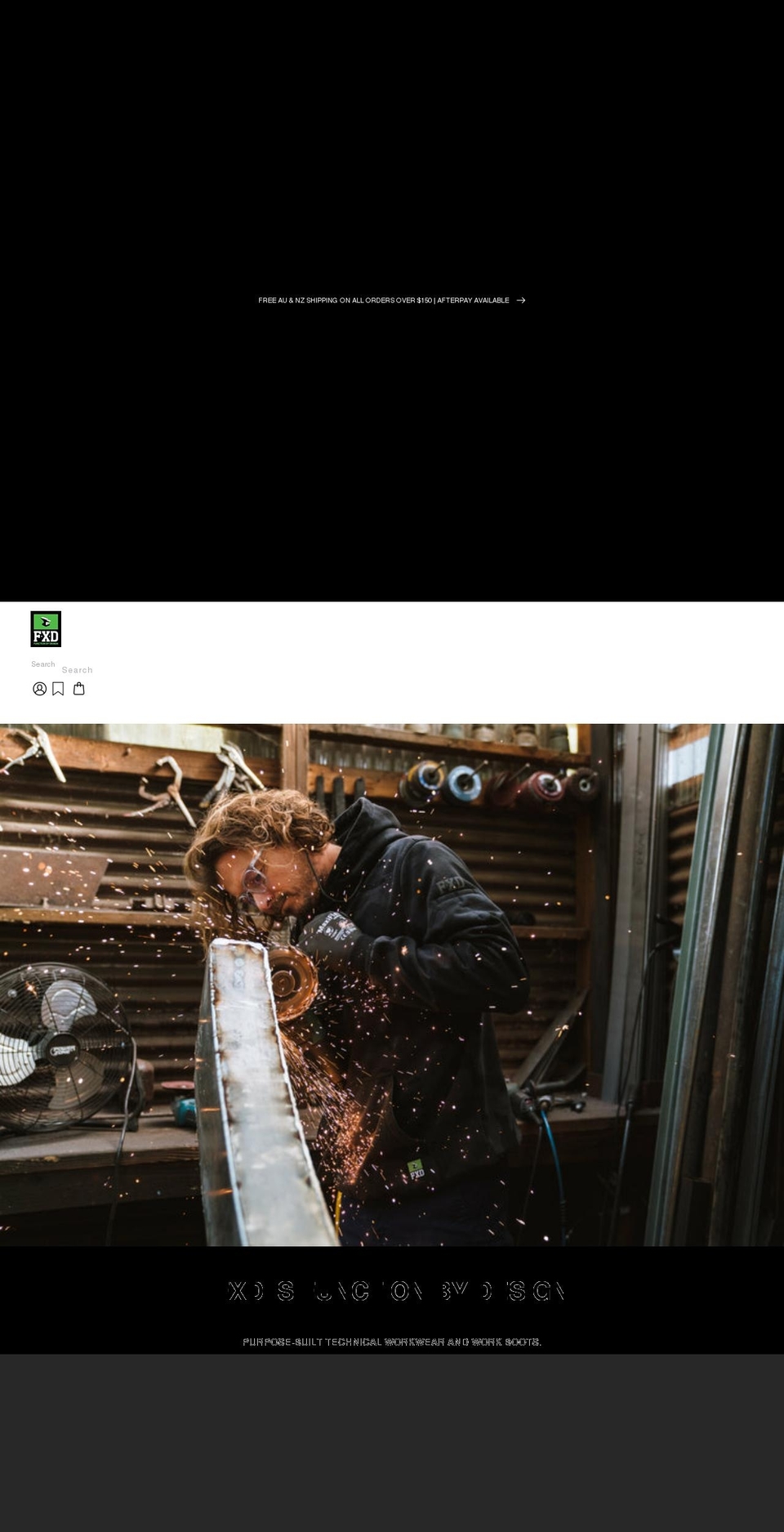 fxdworkwear.com.au shopify website screenshot