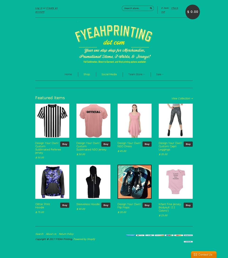 fyeahprinting.com shopify website screenshot