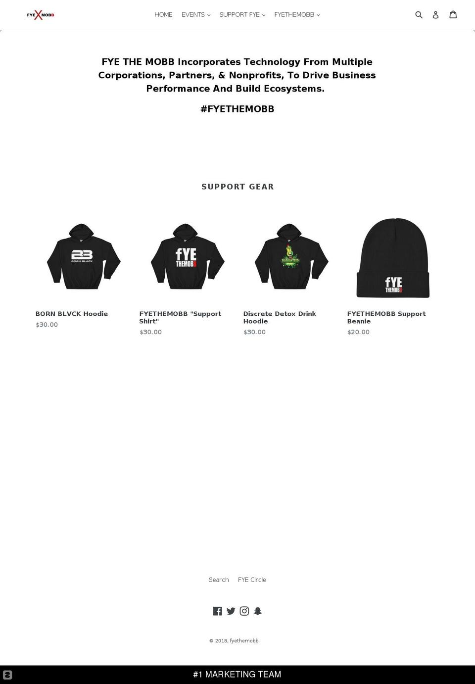 fyethemobb.com — Shopify storefront screenshot