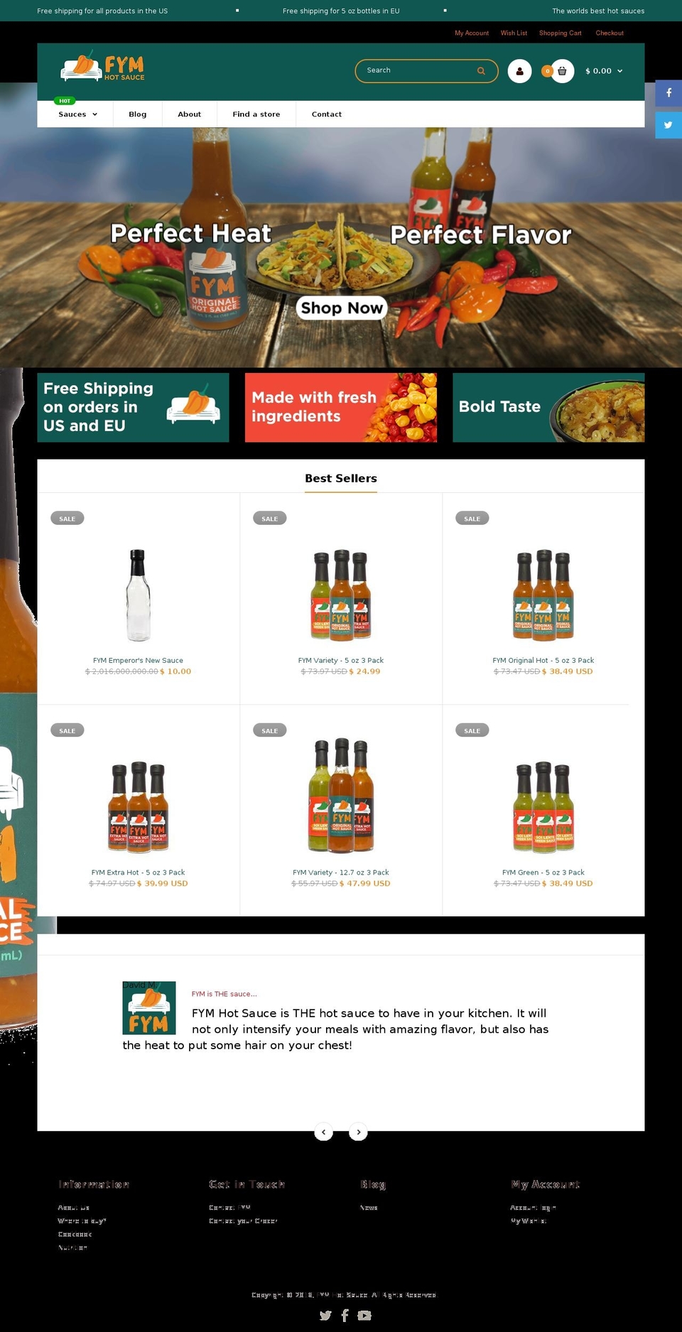 FASTOR Shopify theme site example fymhotsauce.com