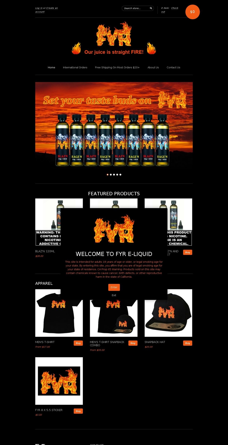 fyreejuice.com — Shopify storefront screenshot