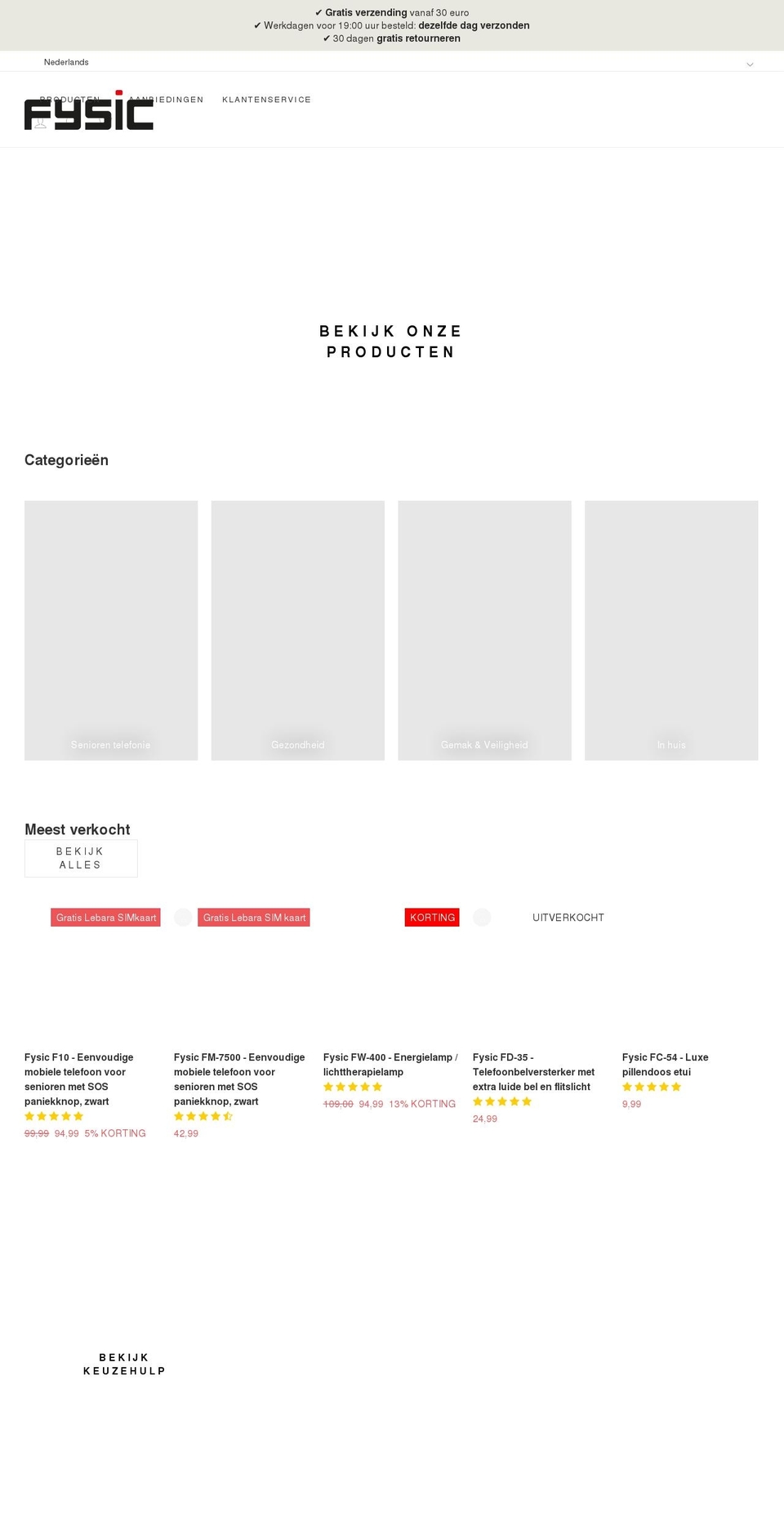fysic.nl shopify website screenshot