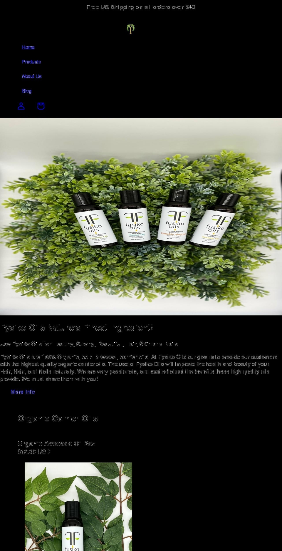 fysikooils.com shopify website screenshot