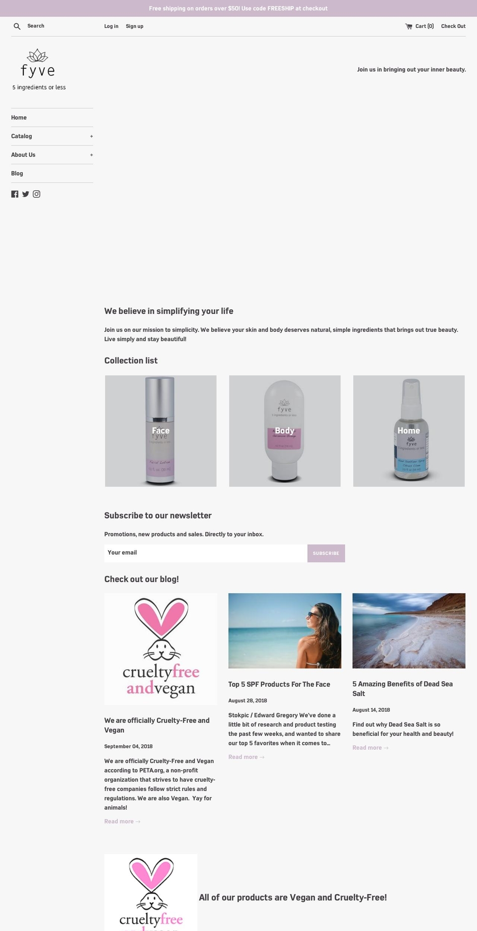 fyve-inc.com shopify website screenshot