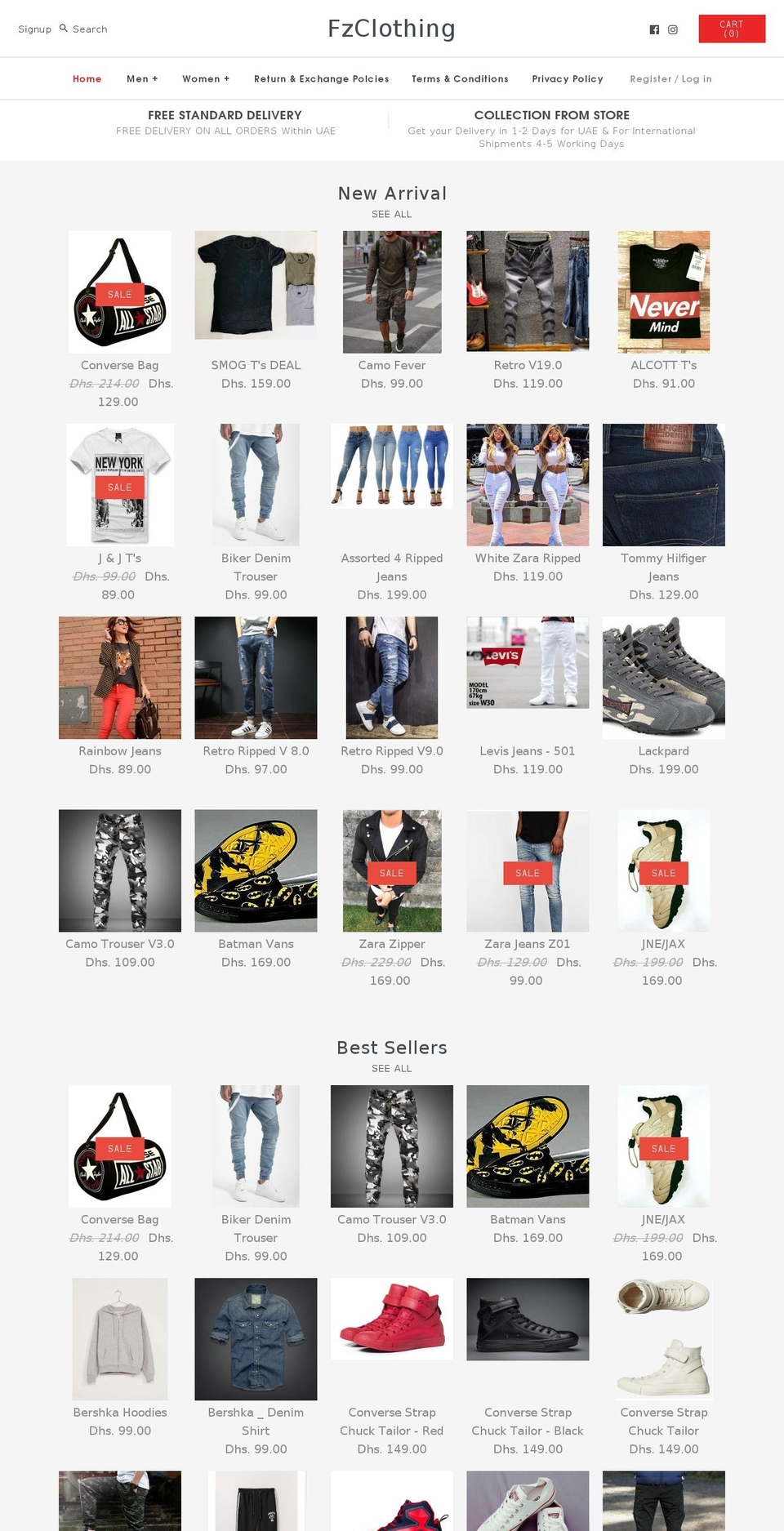fzclothing.net shopify website screenshot