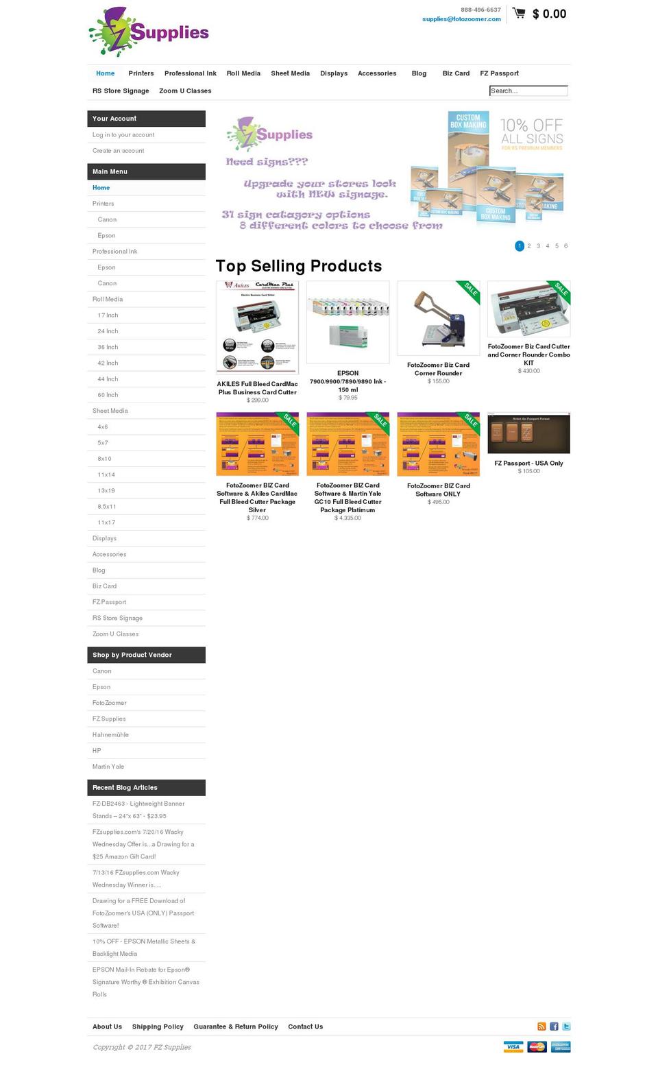 fzsupplies.com shopify website screenshot