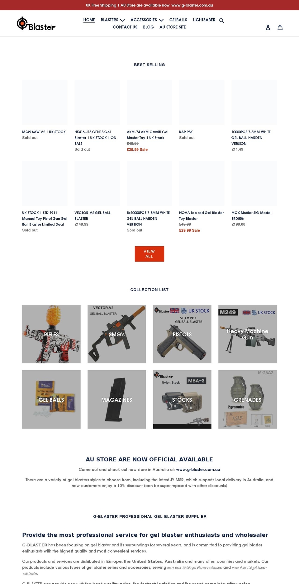 g-blaster.com shopify website screenshot