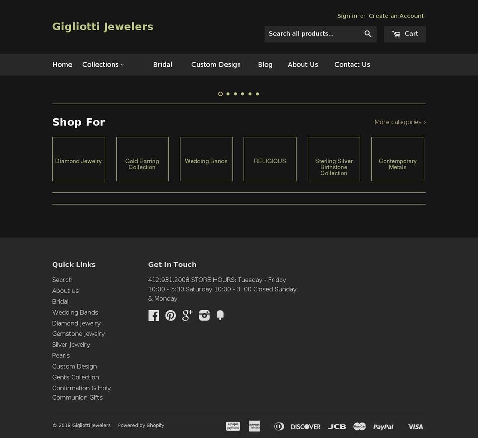 g-jewelers.com — Shopify storefront screenshot