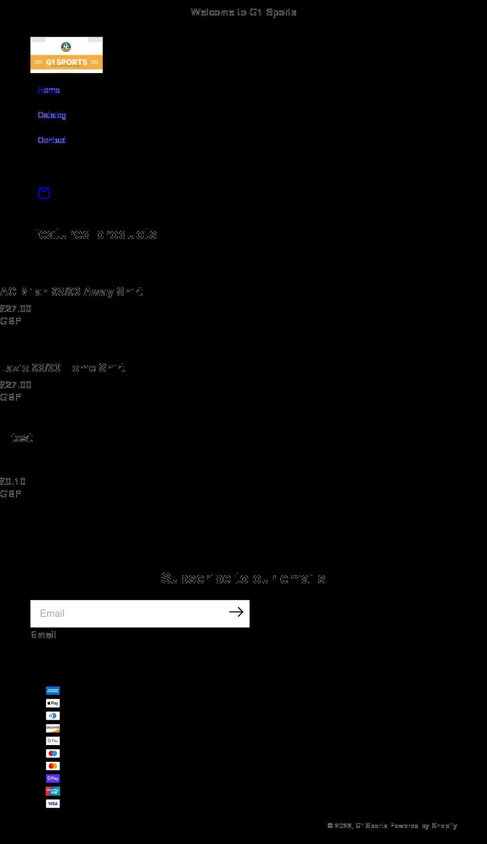 g1-sports.com shopify website screenshot