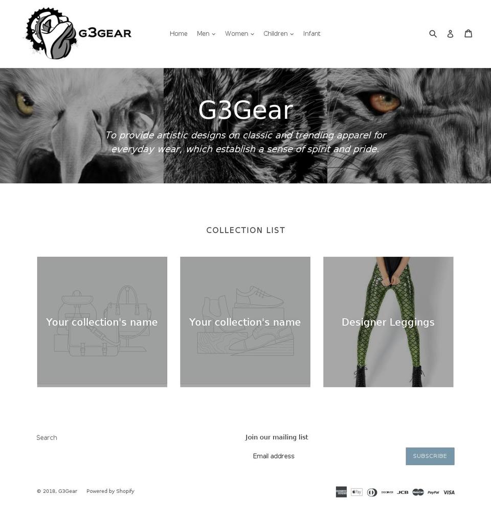 g3gear.com — Shopify storefront screenshot