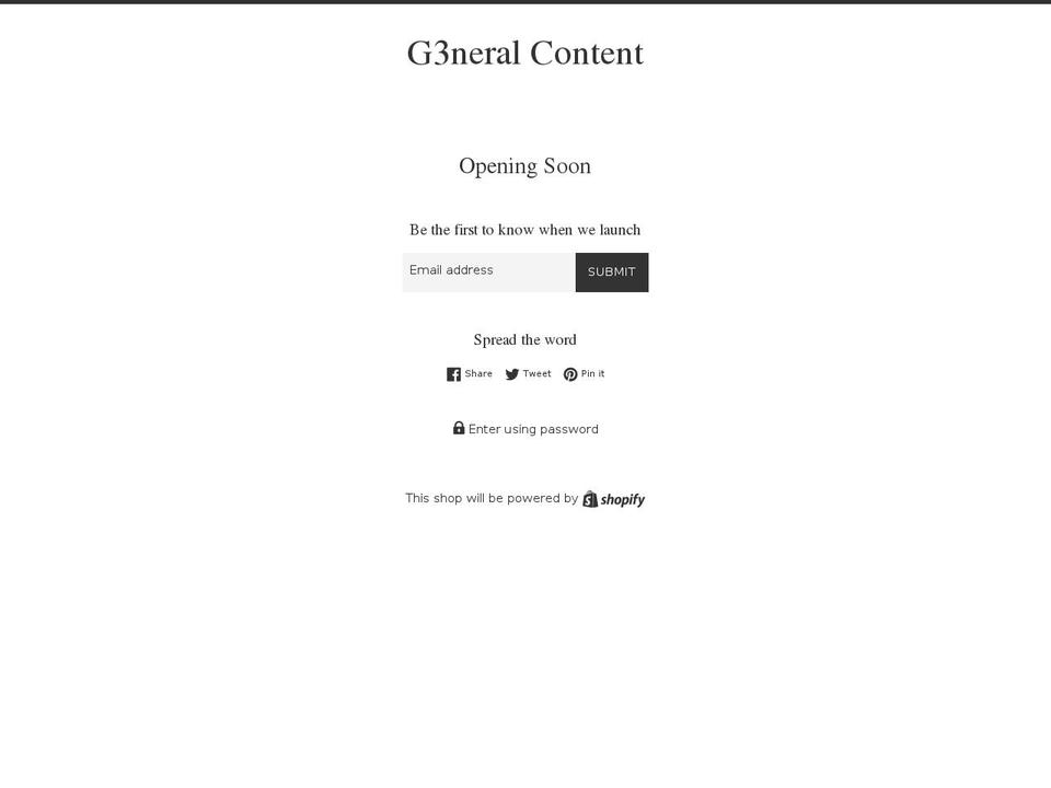g3neralcontent.com shopify website screenshot