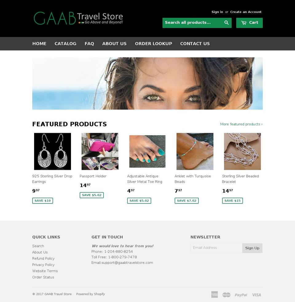 gaabtravelstore.com shopify website screenshot