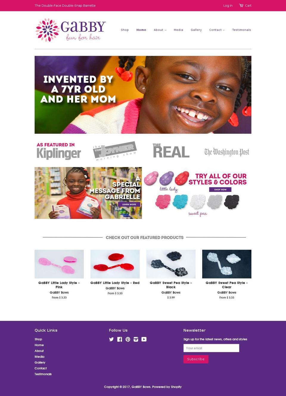 gabbybows.com shopify website screenshot