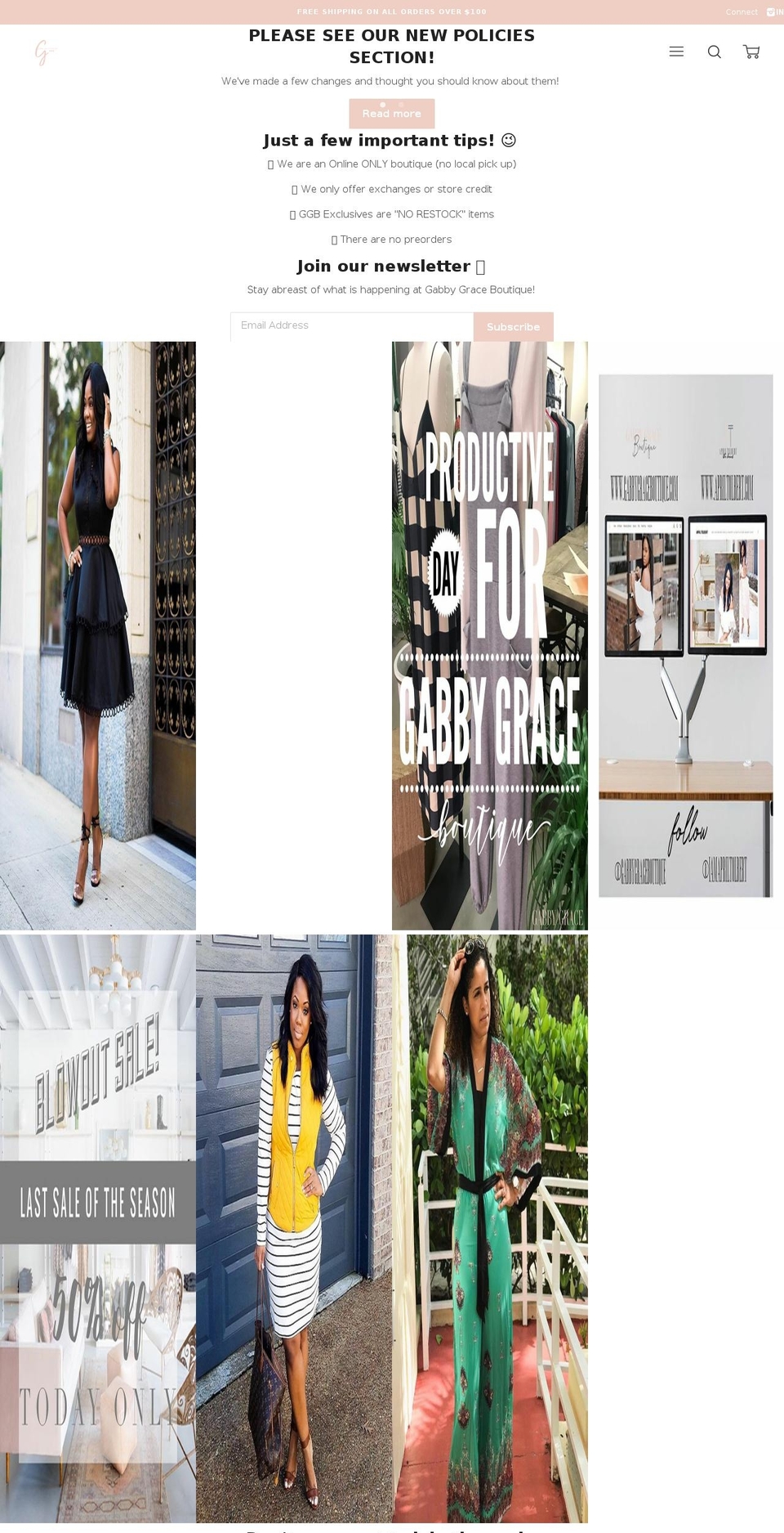 gabbygraceboutique.com shopify website screenshot