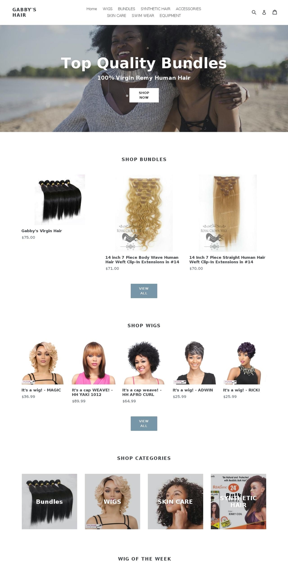 gabbyshair.com — Shopify storefront screenshot