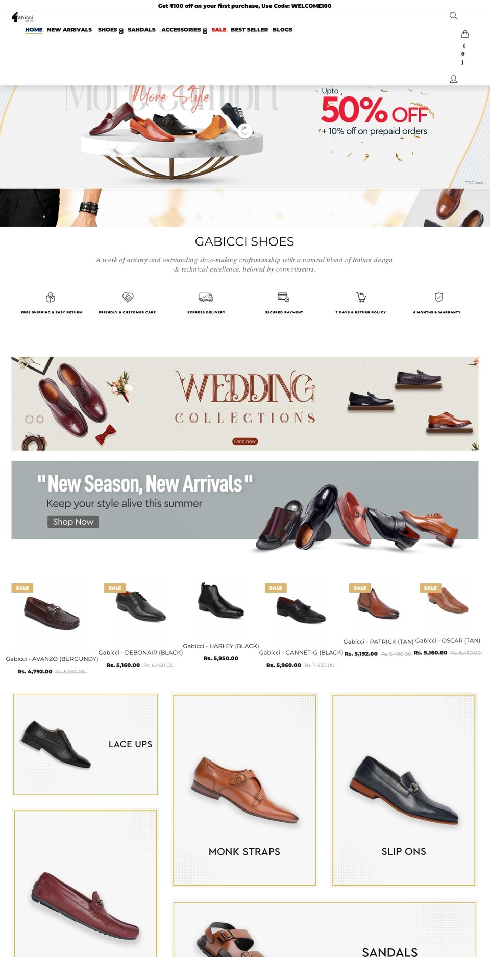 gabicci.in shopify website screenshot