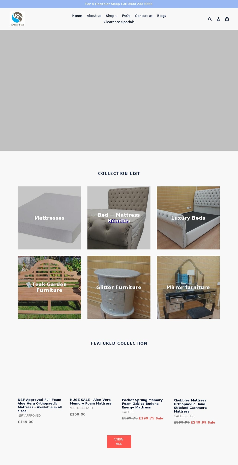 gables-beds.com — Shopify storefront screenshot