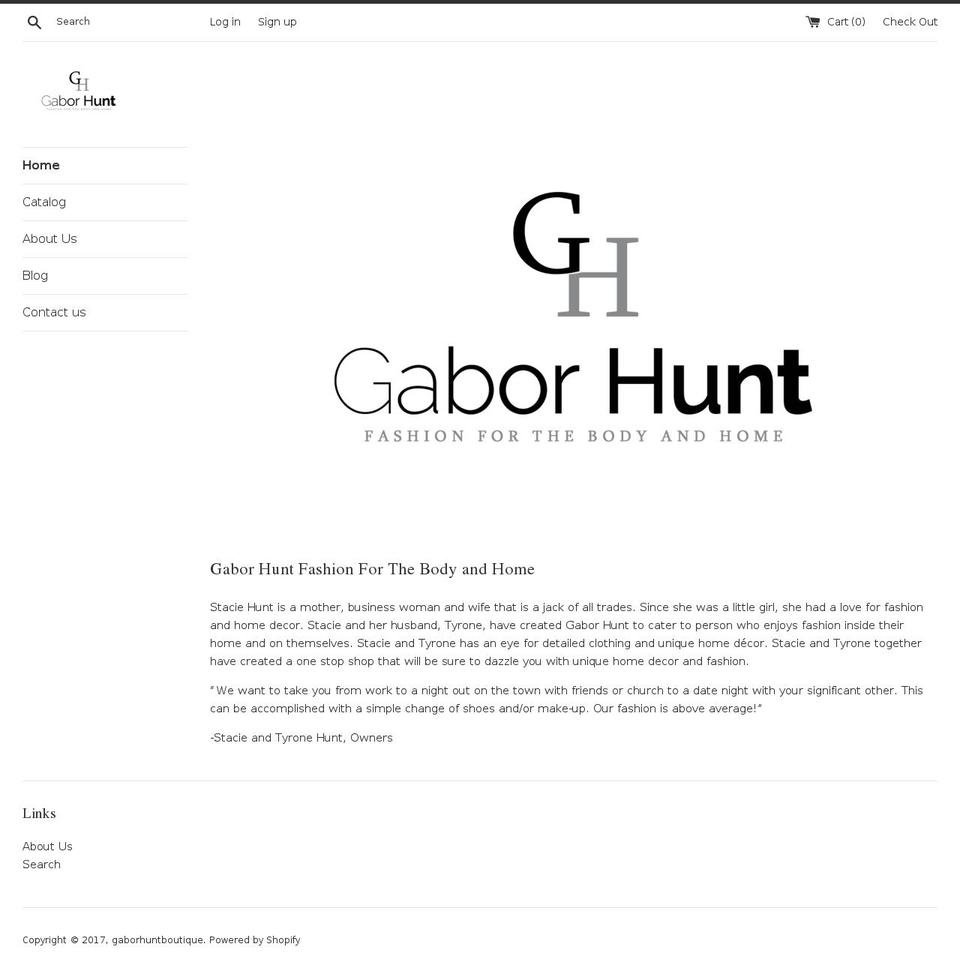 gaborhuntboutique.com shopify website screenshot
