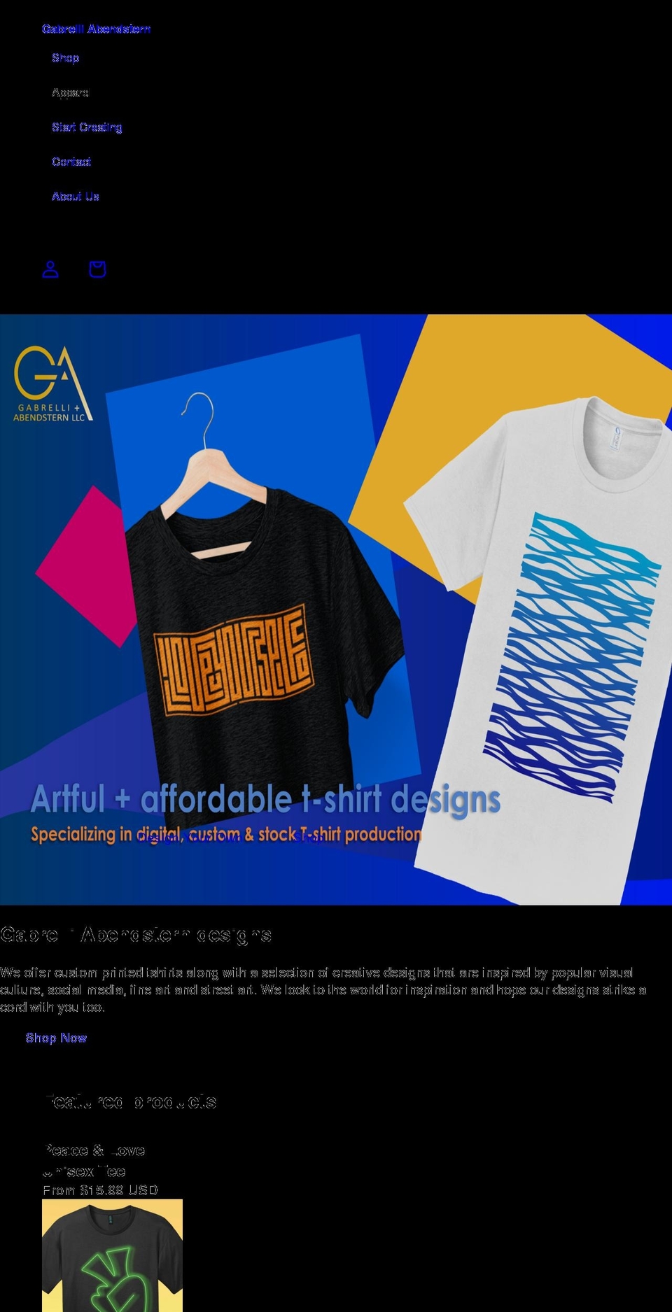 gabrelliabendstern.com shopify website screenshot