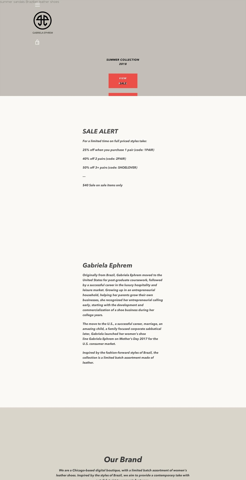 gabrielaephrem.com — Shopify storefront screenshot