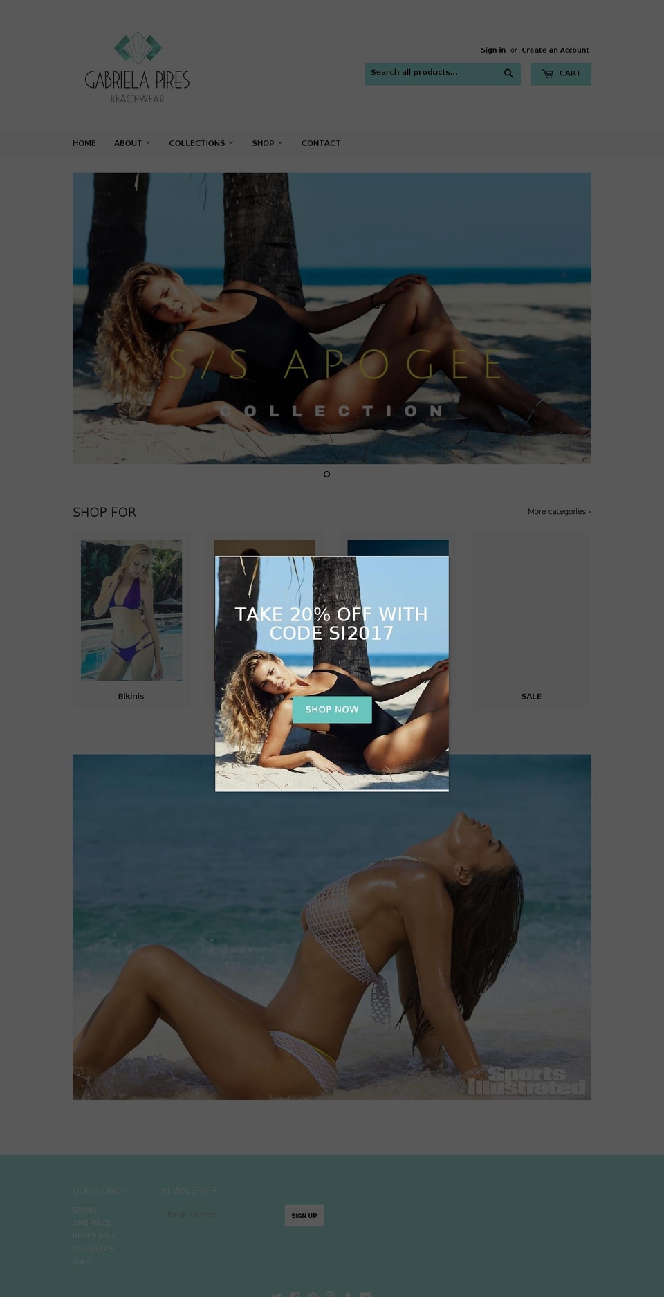 gabrielapiresbeachwear.com shopify website screenshot