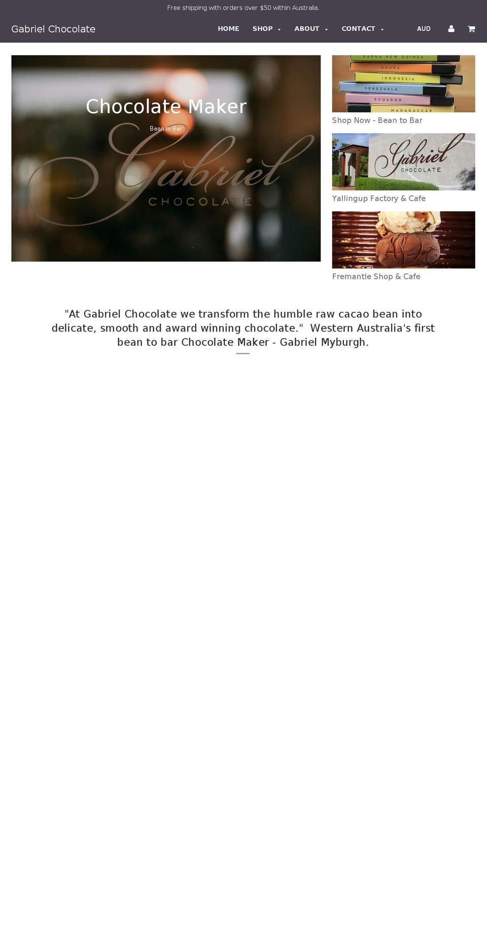 gabrielchocolate.com.au shopify website screenshot