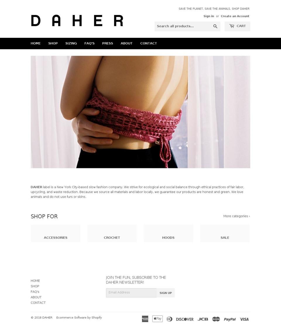gabrielladaher.com — Shopify storefront screenshot