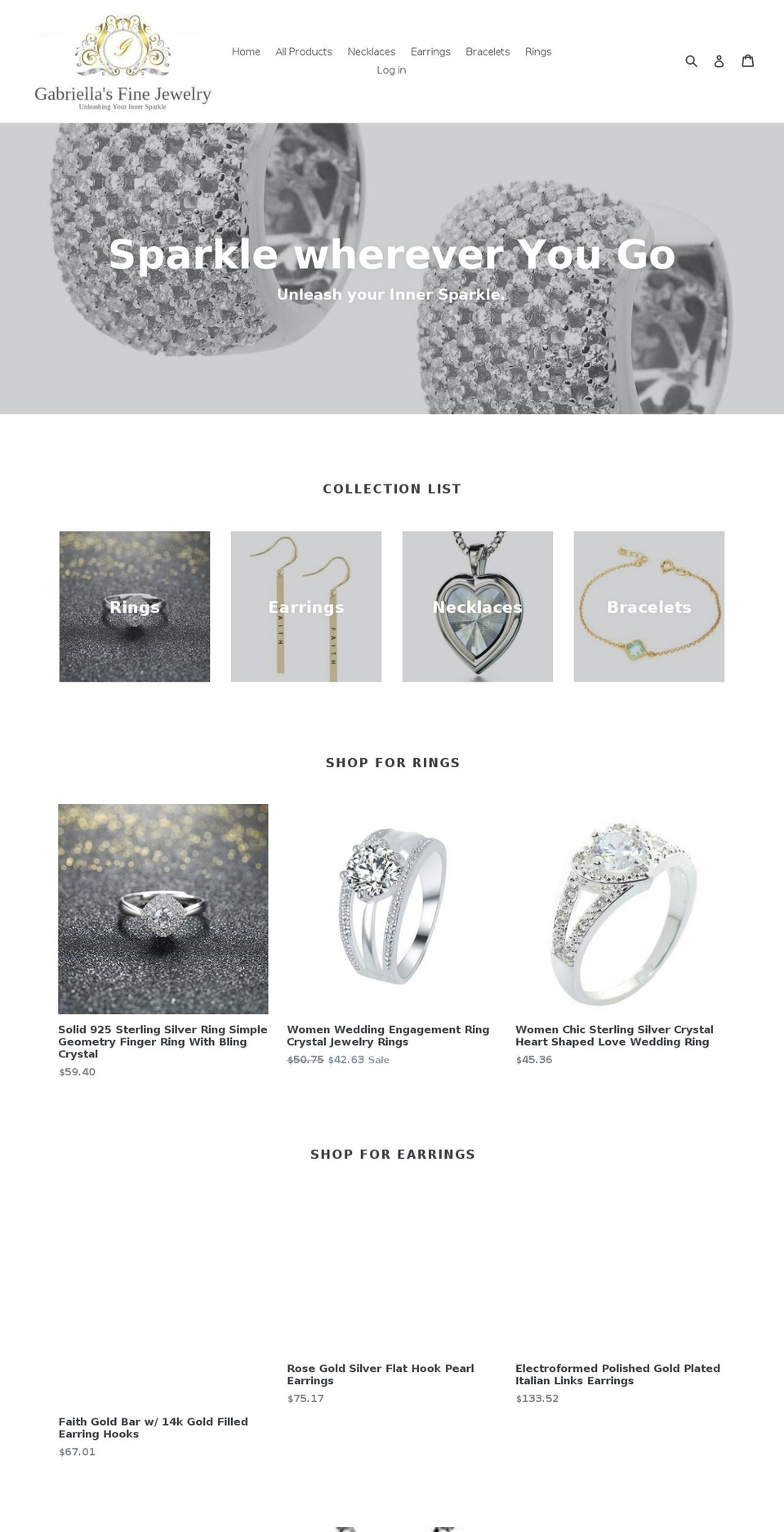 gabriellasjewelry.com — Shopify storefront screenshot