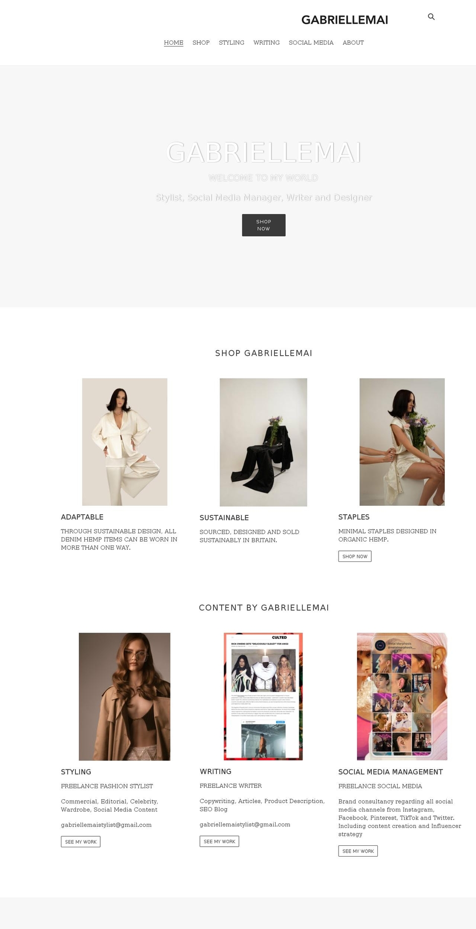 gabriellemai.com shopify website screenshot