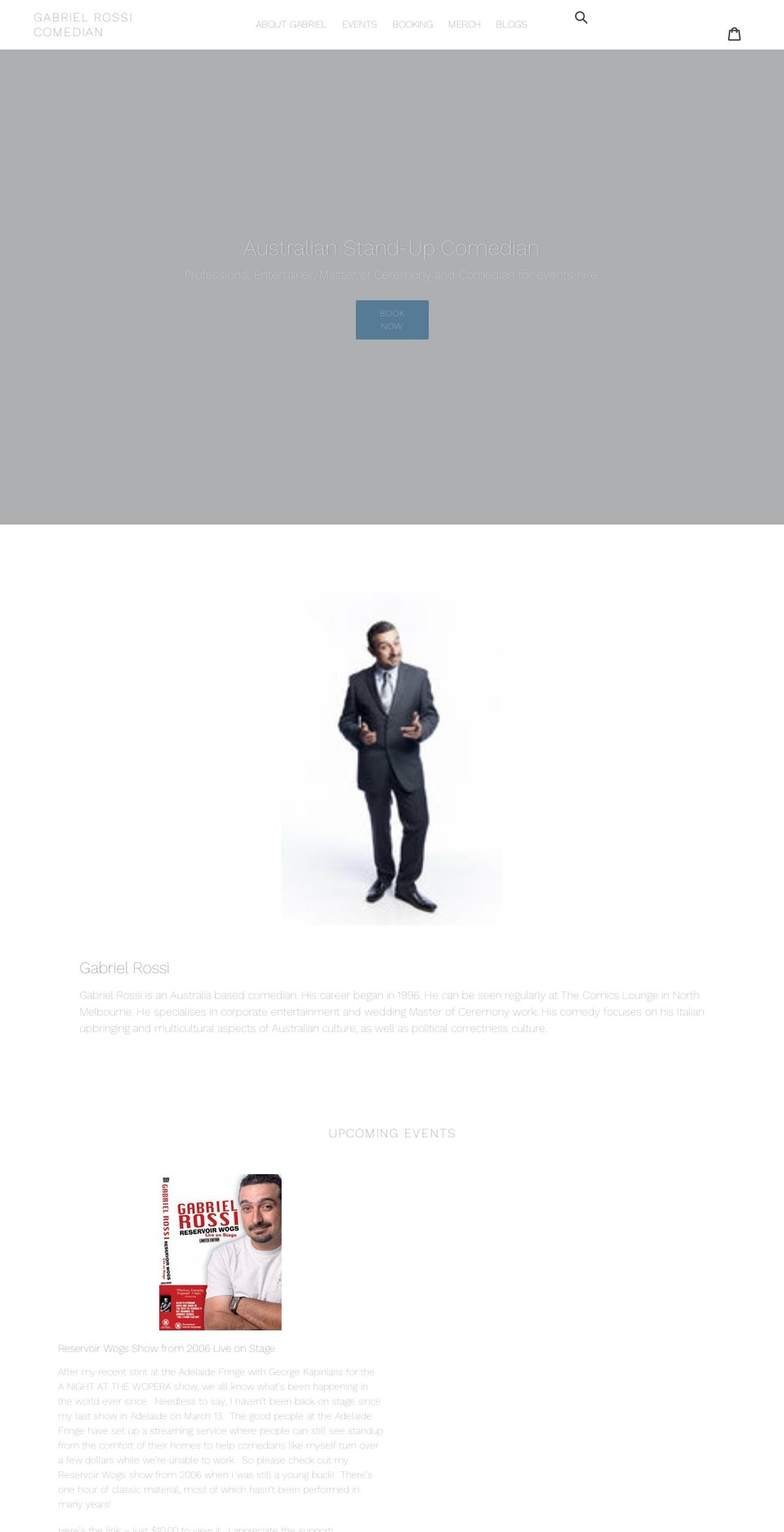 Version Shopify theme site example gabrielrossi.com.au