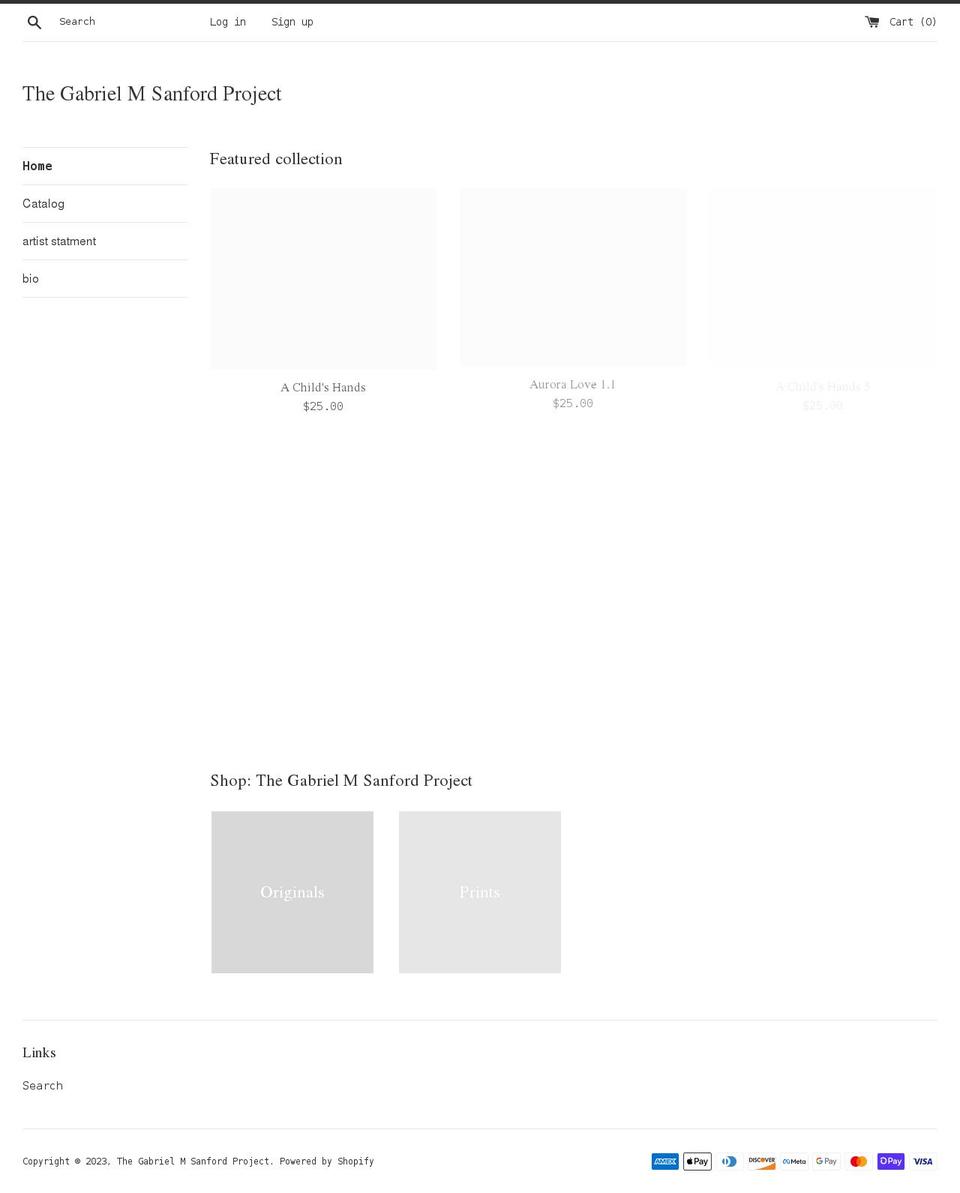 gabrielsanfordart.com shopify website screenshot