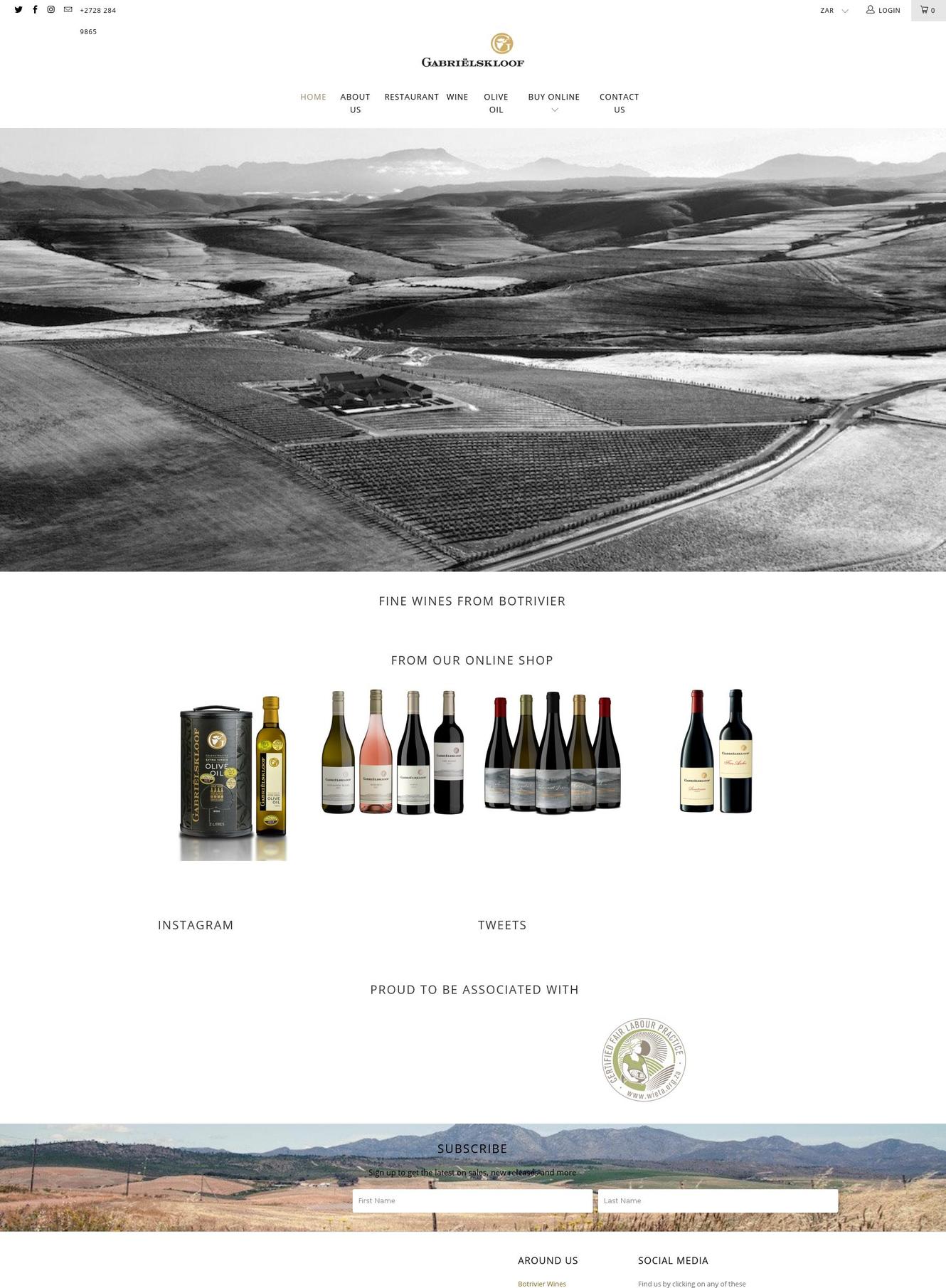 gabrielskloof.com — Shopify storefront screenshot