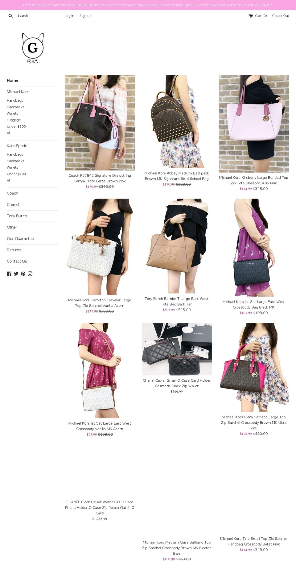 gabysbags.com — Shopify storefront screenshot