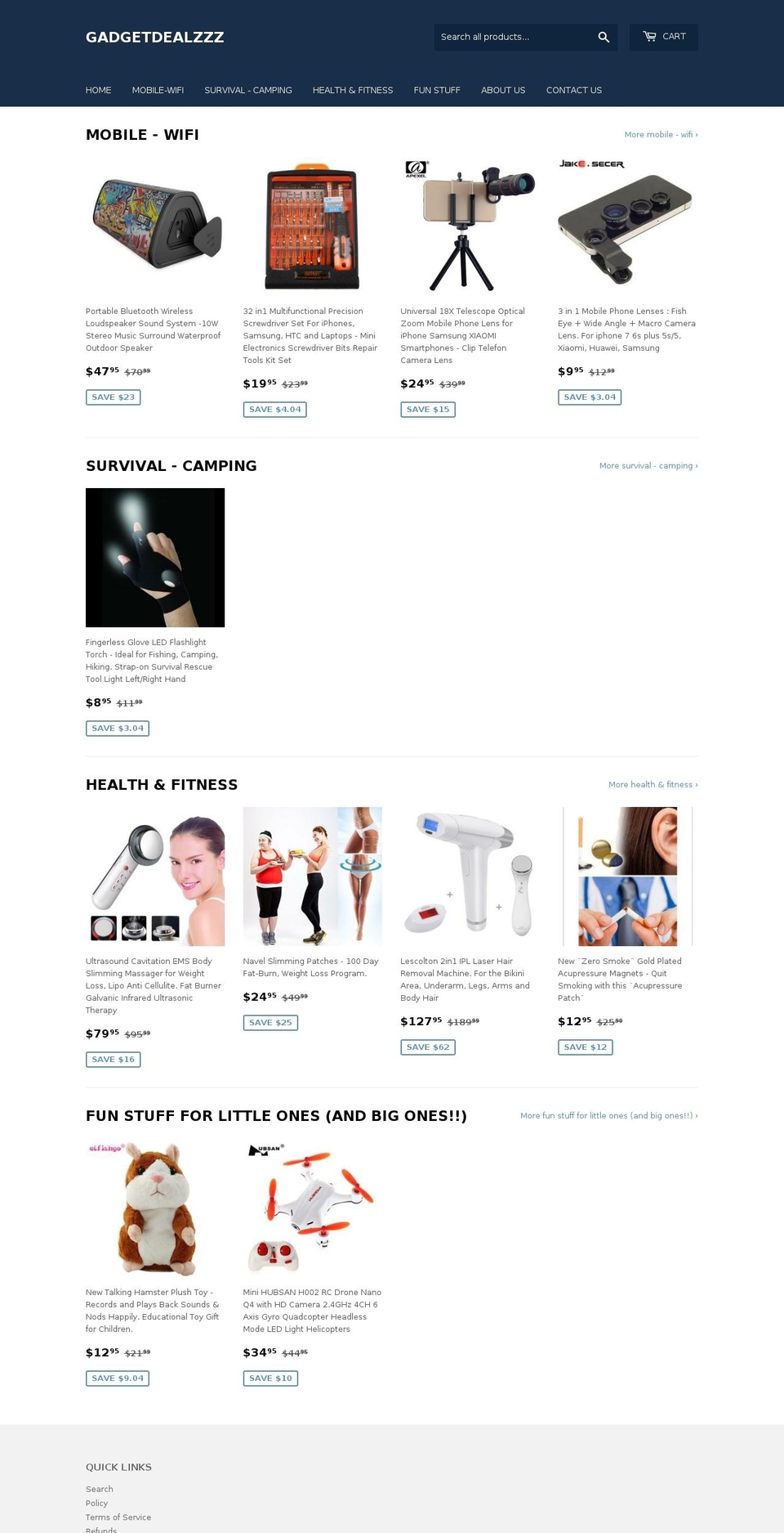 gadgetdealzzz.com — Shopify storefront screenshot
