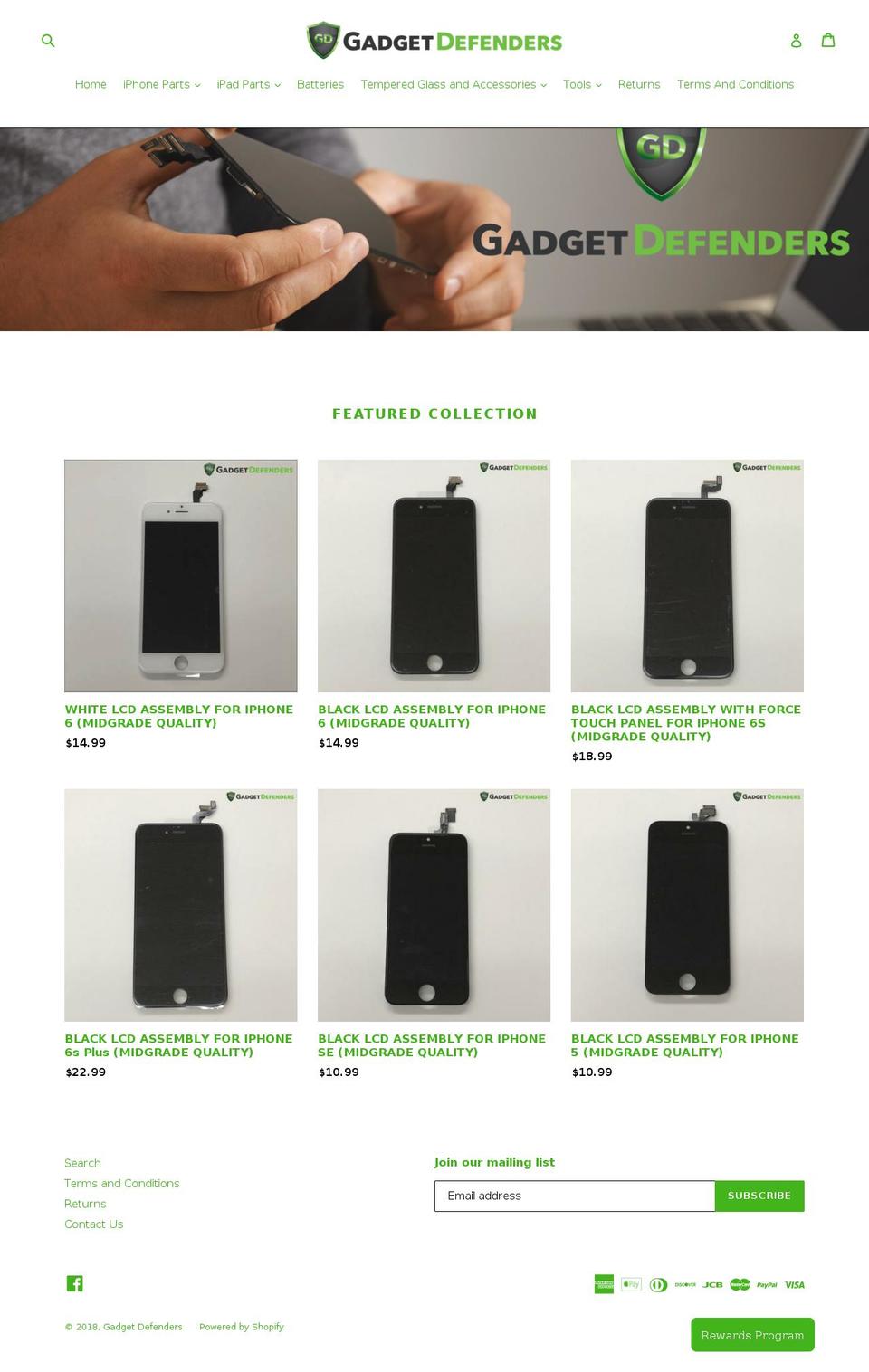 gadgetdefenders.net shopify website screenshot