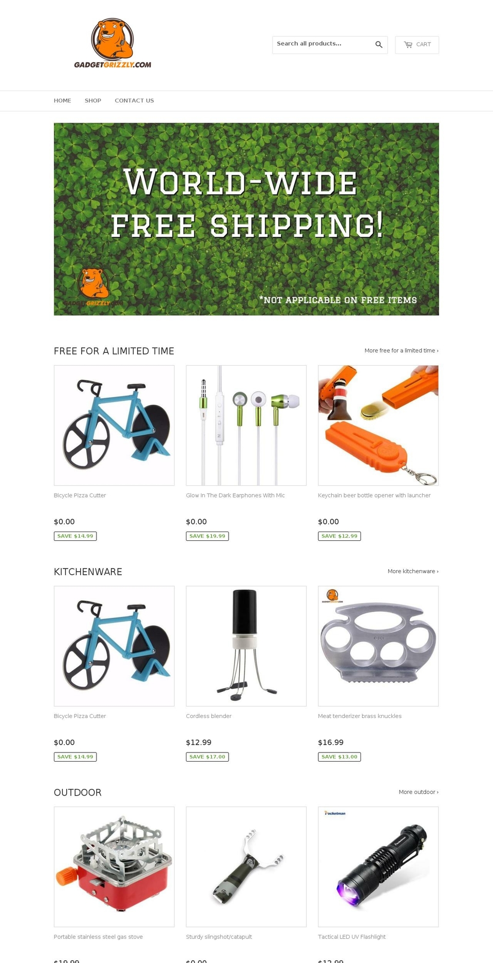 gadgetgrizzly.com shopify website screenshot