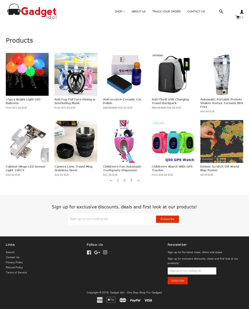 gadgetidol.com shopify website screenshot
