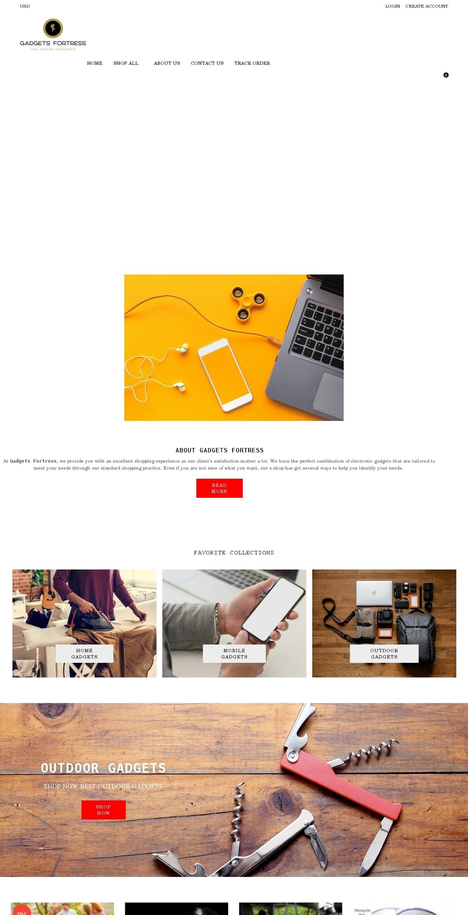 gadgets-fortress.com shopify website screenshot