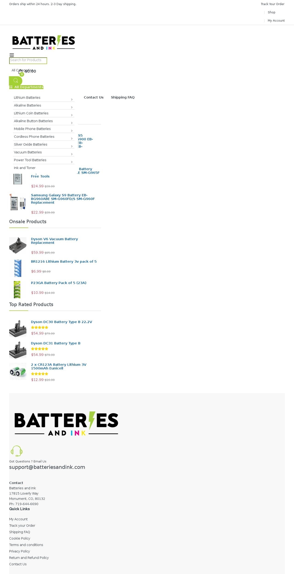 gadgetsandbatteries.com — Shopify storefront screenshot