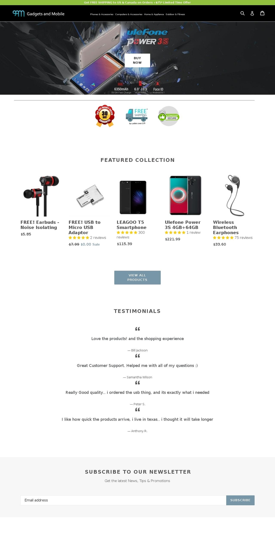 gadgetsandmobile.com — Shopify storefront screenshot