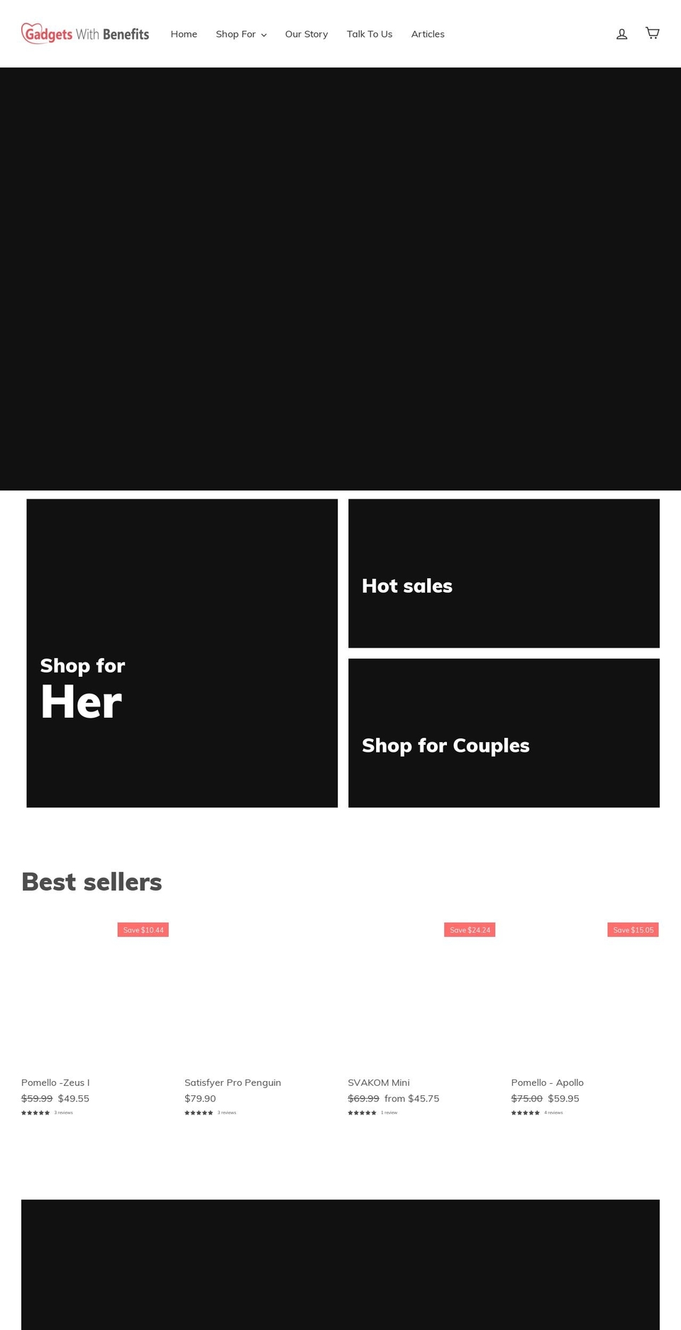 gadgetswithbenefits.com — Shopify storefront screenshot