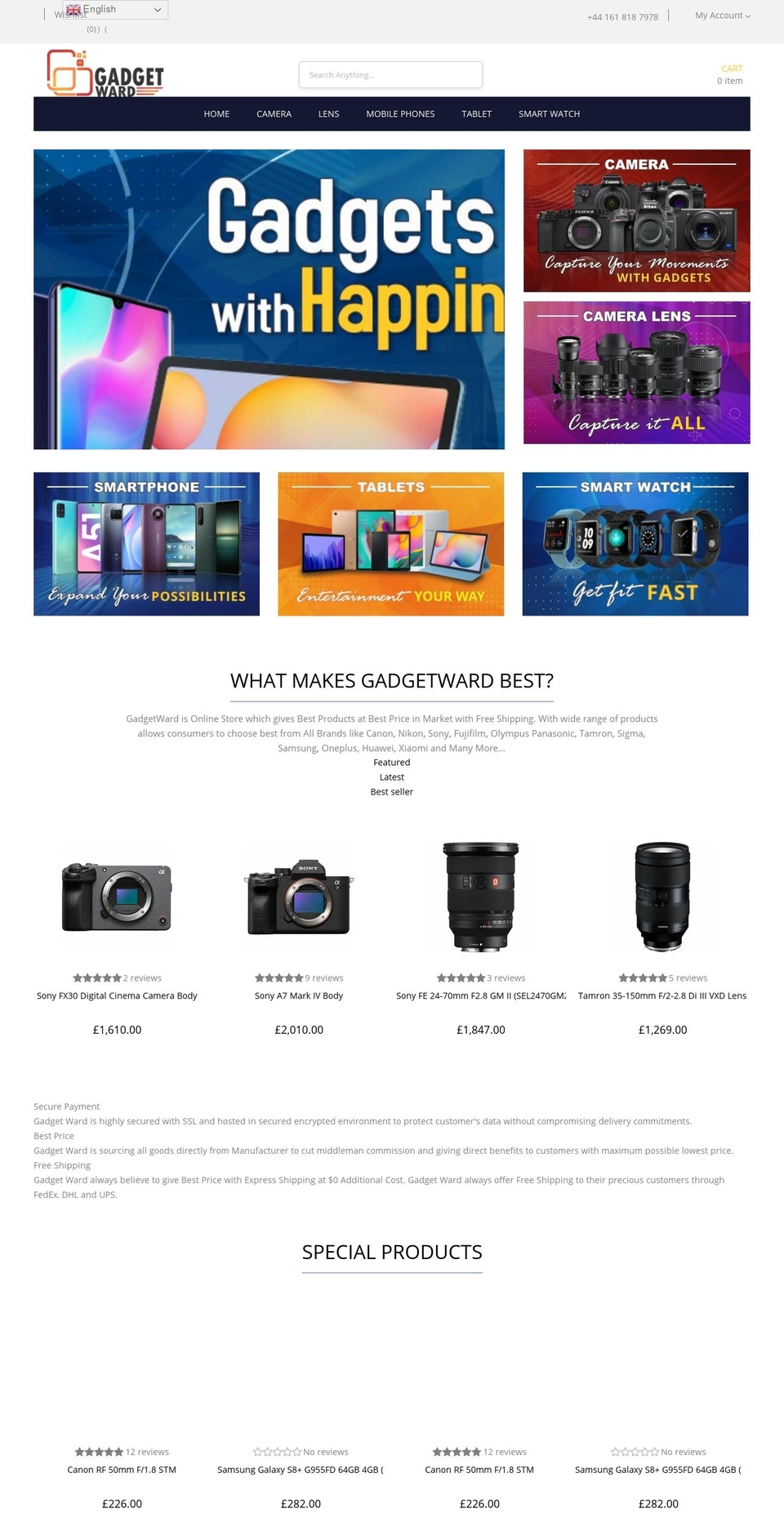 gadgetward.co.uk shopify website screenshot
